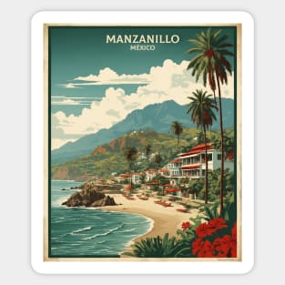 Manzanillo Colima Mexico Vintage Tourism Travel Sticker